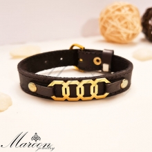 دستبند چرم طبیعی مردانه و پسرانه چند ضلعی مارون MM43